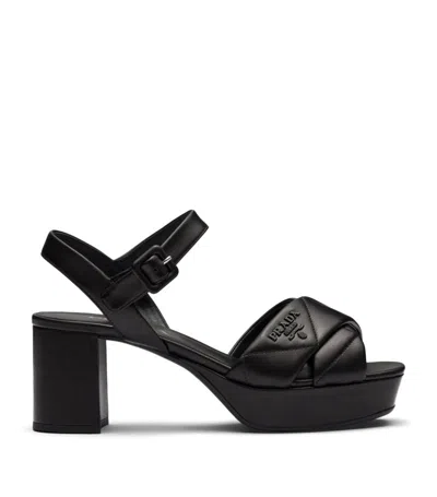 Prada Quilted Leather Platform Sandals 65 In Black