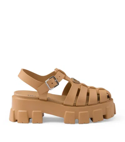 Prada Rubber Platform Sandals 55 In Yellow