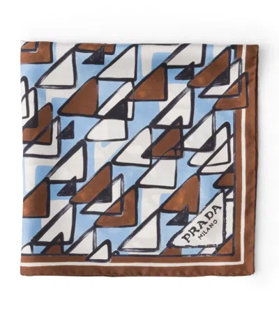 Prada Geometric-print Scarf In Brown