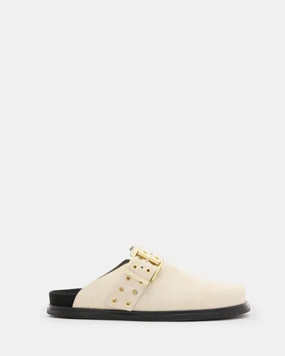 Allsaints Juno Leather Eyelet Mule Shoe In Parchment White