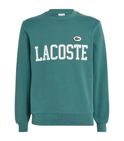 Lacoste Flocked-fleece Logo Sweatshirt In Blue