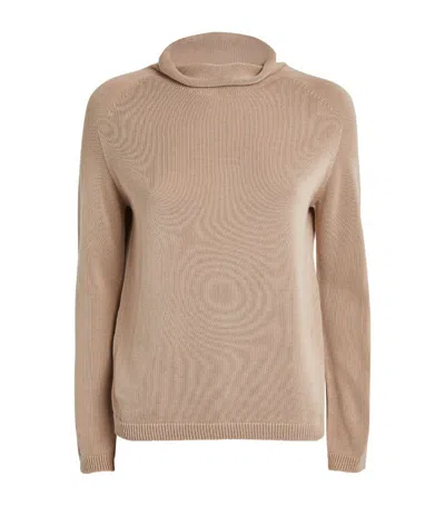Max Mara Cotton Long-sleeve Sweater In Beige