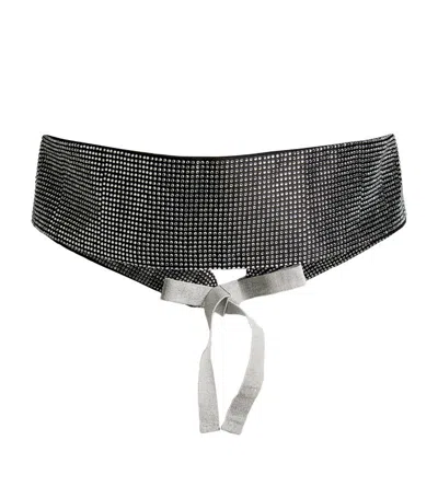 Max & Co Crystal-embellished Satin Belt In Metallic