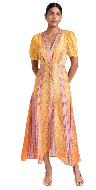 Saloni Lea Printed Long Dress In Carnival Stripe P