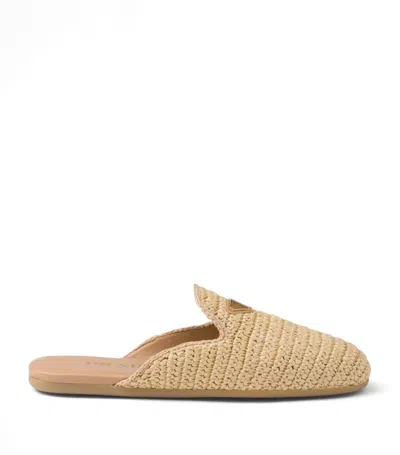 Prada Women's Woven Fabric Mules In Beige Khaki