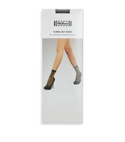 Wolford Netted Floral Socks In Black
