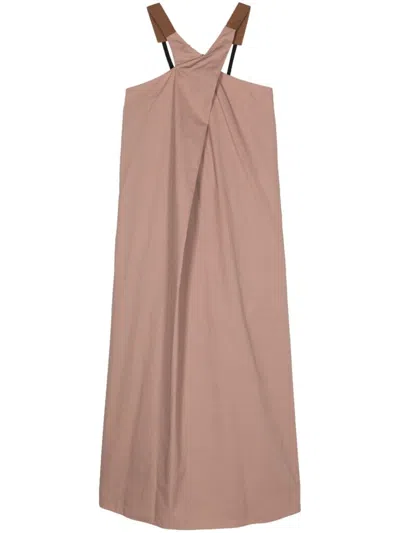 Alysi Crossover-strap Poplin Midi Dress In Pink