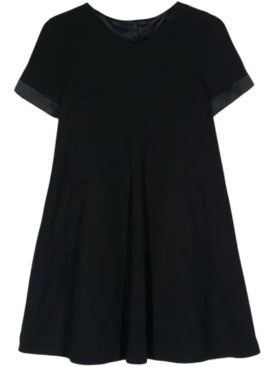 Emporio Armani Short Sleeve A Line Dress In Solid Dark