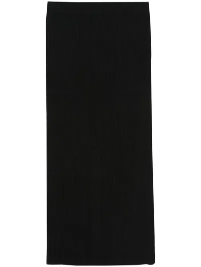 Issey Miyake Hatching Pleated Skirt In Black