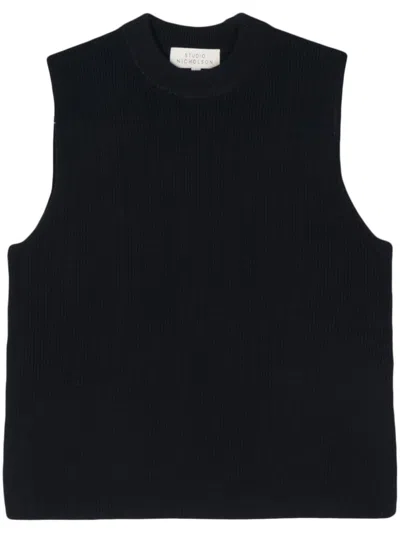 Studio Nicholson Sumire Sleeveless Cotton Jumper In Blue