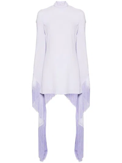 Taller Marmo Del Mar Fringed Mini Dress In Violet