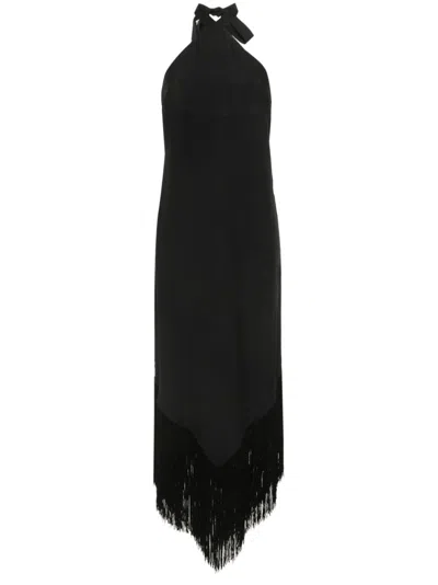 Taller Marmo Nina Fringed Long Dress In Black
