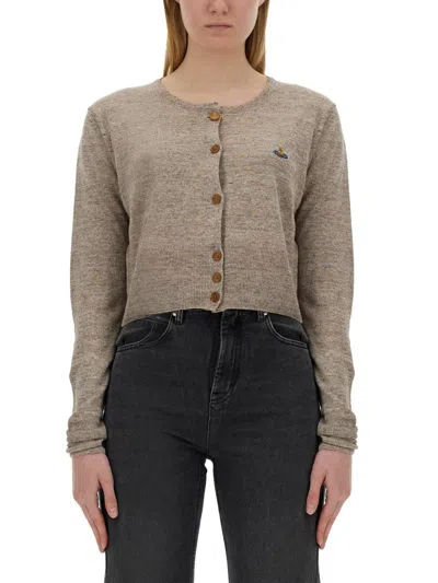 Vivienne Westwood Bea Cropped Cardigan In Beige