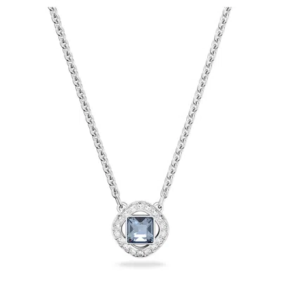 Swarovski Crystal Square Cut Angelic Necklace In Blue