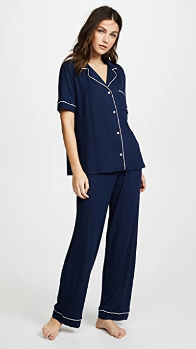 EBERJEY GISELE SHORT SLEEVE PJ SET NAVY/IVORY,EBERJ40878