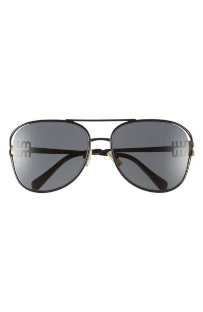 Miu Miu Metal Aviator Sunglasses In Black