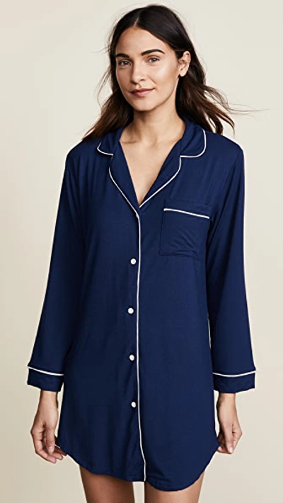 Eberjey Gisele Stretch Jersey Sleep Shirt In Navy Ivory