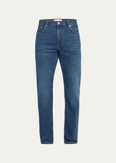 Frame The Straight Faded Denim Jeans In Dark Denim