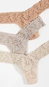 HANKY PANKY 3 PACK NEUTRALS LOW RISE THONGS NEUTRAL,HANKY41397