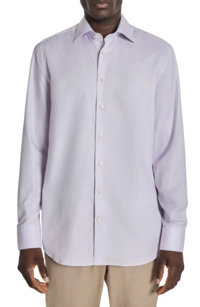 Jack Victor Adlam Solid Herringbone Dress Shirt In Lilac