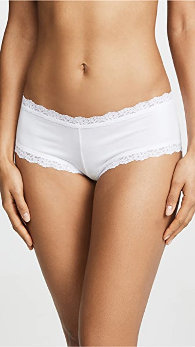 Hanky Panky Organic Cotton Low-rise Lace-trim Boyshort 891281 In White