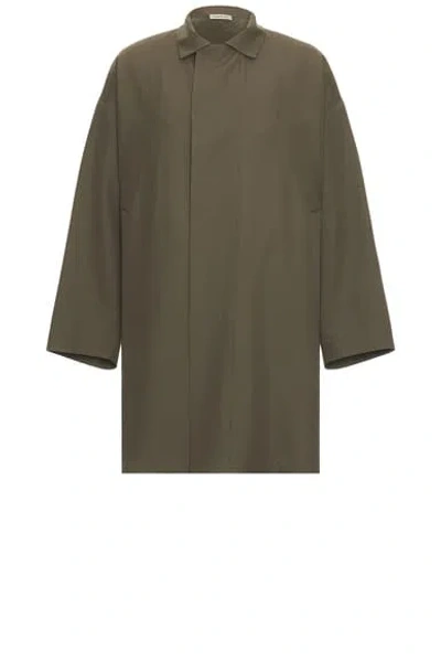 Fear Of God Virgin Wool-crepe Trench Coat In Green