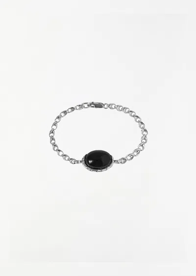 Corali Silver Embleme Bracelet In Onyx Stone, 925 Sterling Silver