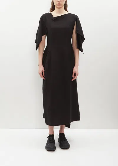 Yohji Yamamoto Flap Sleeve Cupro-flax Dress In Black