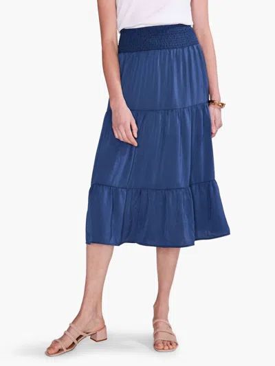 Nic + Zoe Soft Drape Tiered Skirt In Deep Ocean In Blue