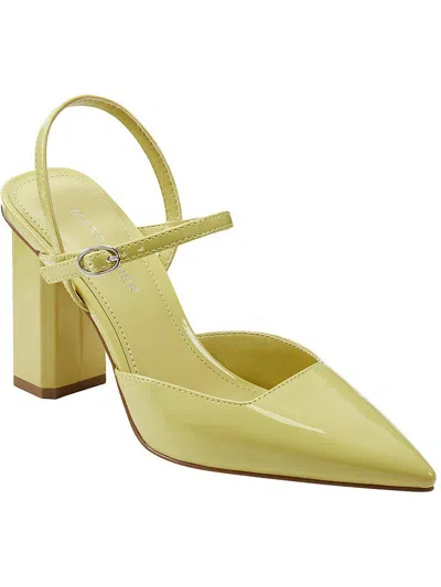 Marc Fisher Doster 2 Womens Faux Leaher Ankle Strap Block Heels In Yellow