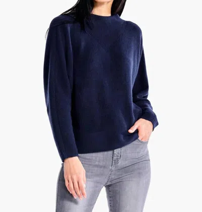 Nic + Zoe Shaker Knit Mock Sweater In Dark Indigo In Purple