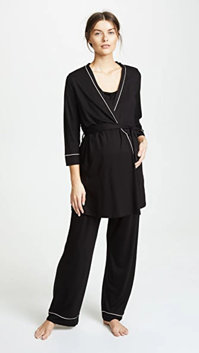 Cosabella Women's 3-piece Bella Maternity Robe, Camisole, & Pants In Black Ivory