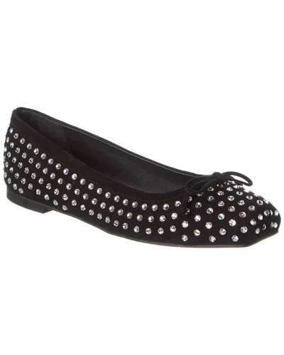 Christian Louboutin Mamadrague Strass Boum Suede Flat In Black