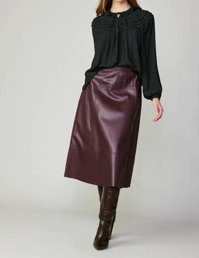 Current Air Vegan Leather Midi Skirt In Burgundy In Red