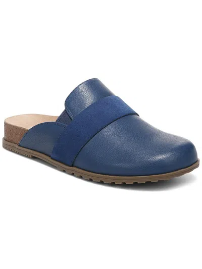 Vionic Ambrosia Womens Leather Slip On Mules In Blue