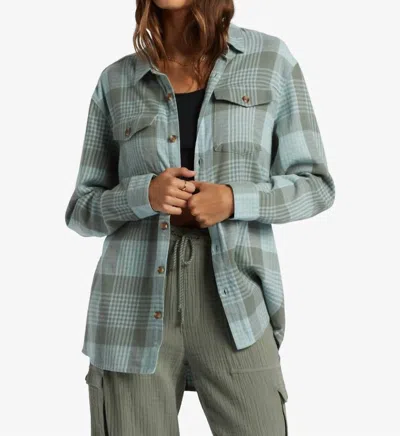 Roxy Let It Go Flannel Shacket In Blue Surf Hallo Plaid In Multi