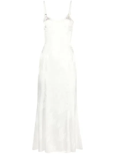 Attico The  Sleeveless Satin Slip Dress In White