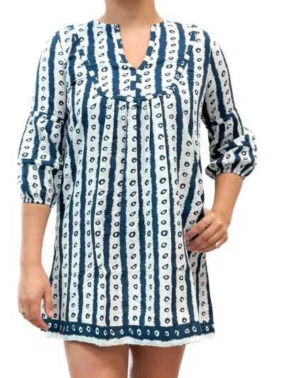 La Plage Jordan Batik Stripes Tunic Dress In Navy/white In Multi