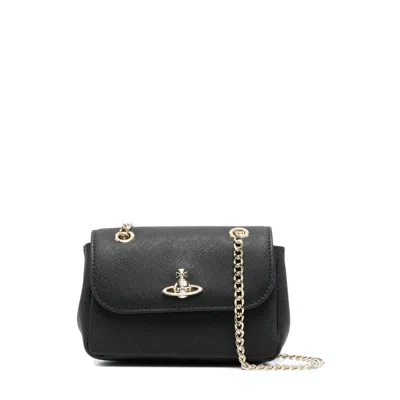 Vivienne Westwood Plain Logo Shoulder Bag In Black