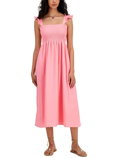 Inc Womens Smocked Long Sundress In Pink