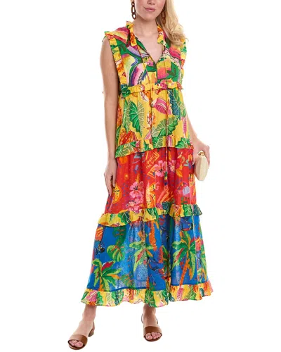 Farm Rio Mixed Prints Tiered Maxi Dress In Multi