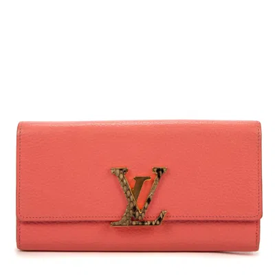 Pre-owned Louis Vuitton Cappicine Flap Wallet In Pink