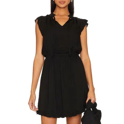 Bella Dahl Ruffle Sleeve Tencel Mini Dress In Black