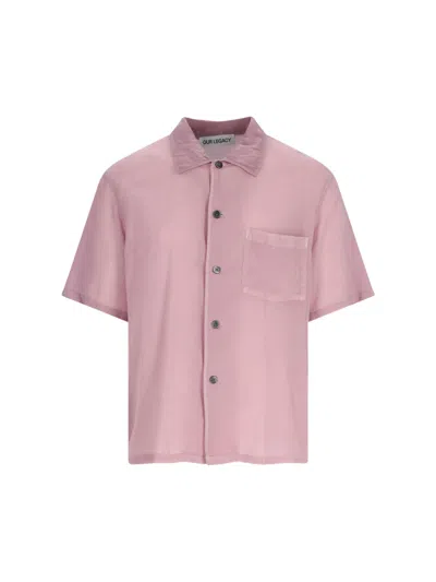 Our Legacy Short-sleeve Cotton Shirt In Purple