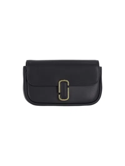Marc Jacobs The Mini J Marc Leather Bag In 黑色,炮铜色