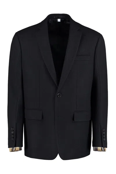 Burberry Single-breasted Virgin Wool Jacket In Black