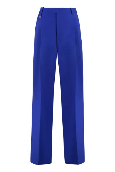 Burberry Virgin Wool Tailored Trousers In Blue