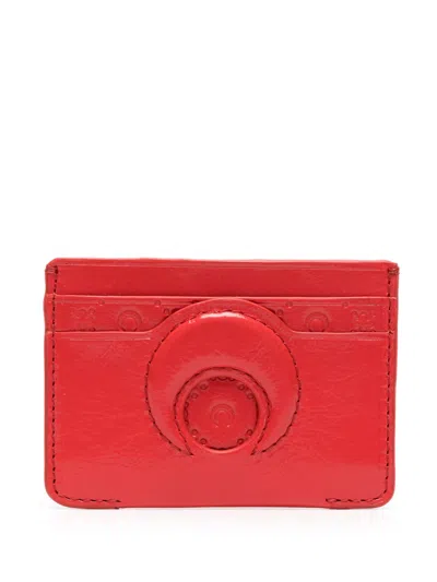 Marine Serre Moon-embossed Leather Cardholder In Red