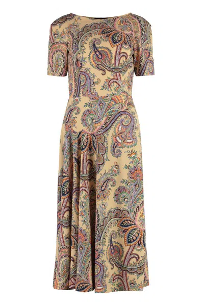 Etro Paisley Print Dress In Beige