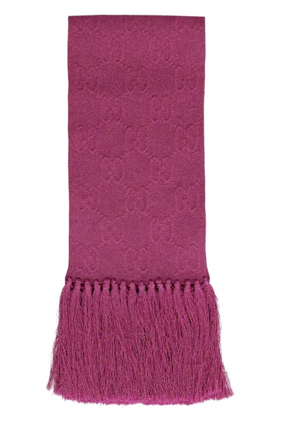 Gucci Fringed Scarf In Fuchsia